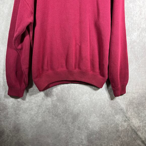 Vintage Eddie Bauer Sweater Mens Large Red Knit Fisherman Heavyweight Crew Neck - Picture 4 of 9